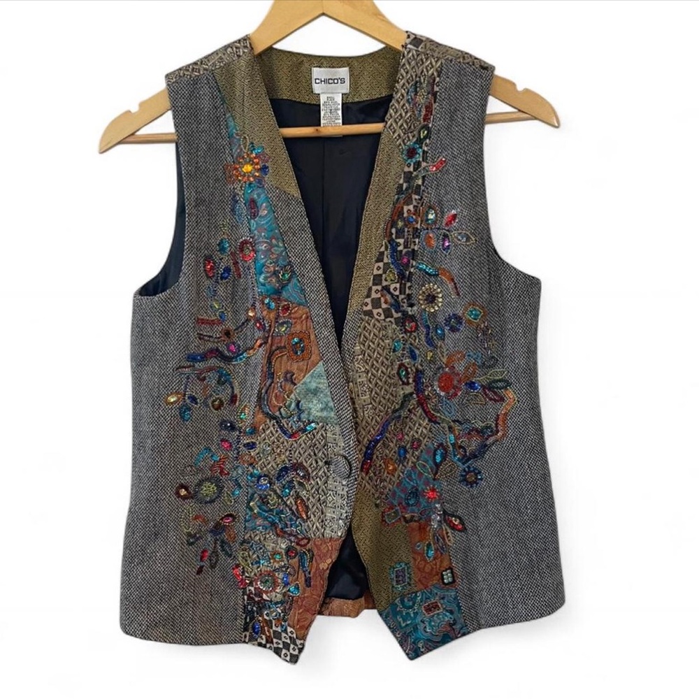 Vintage Chicos sequin embroidered vest